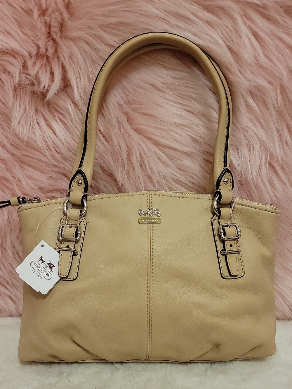 Coach Madison Cream Leather Top-Handle Shoulder Bag